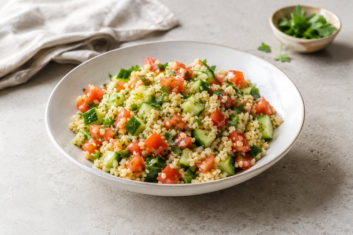 Bulgursalat med tomat og agurk