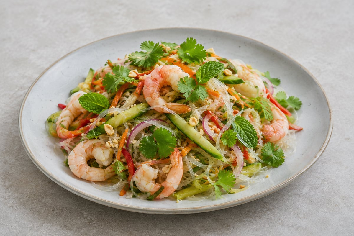 Glasnudelsalat med rejer