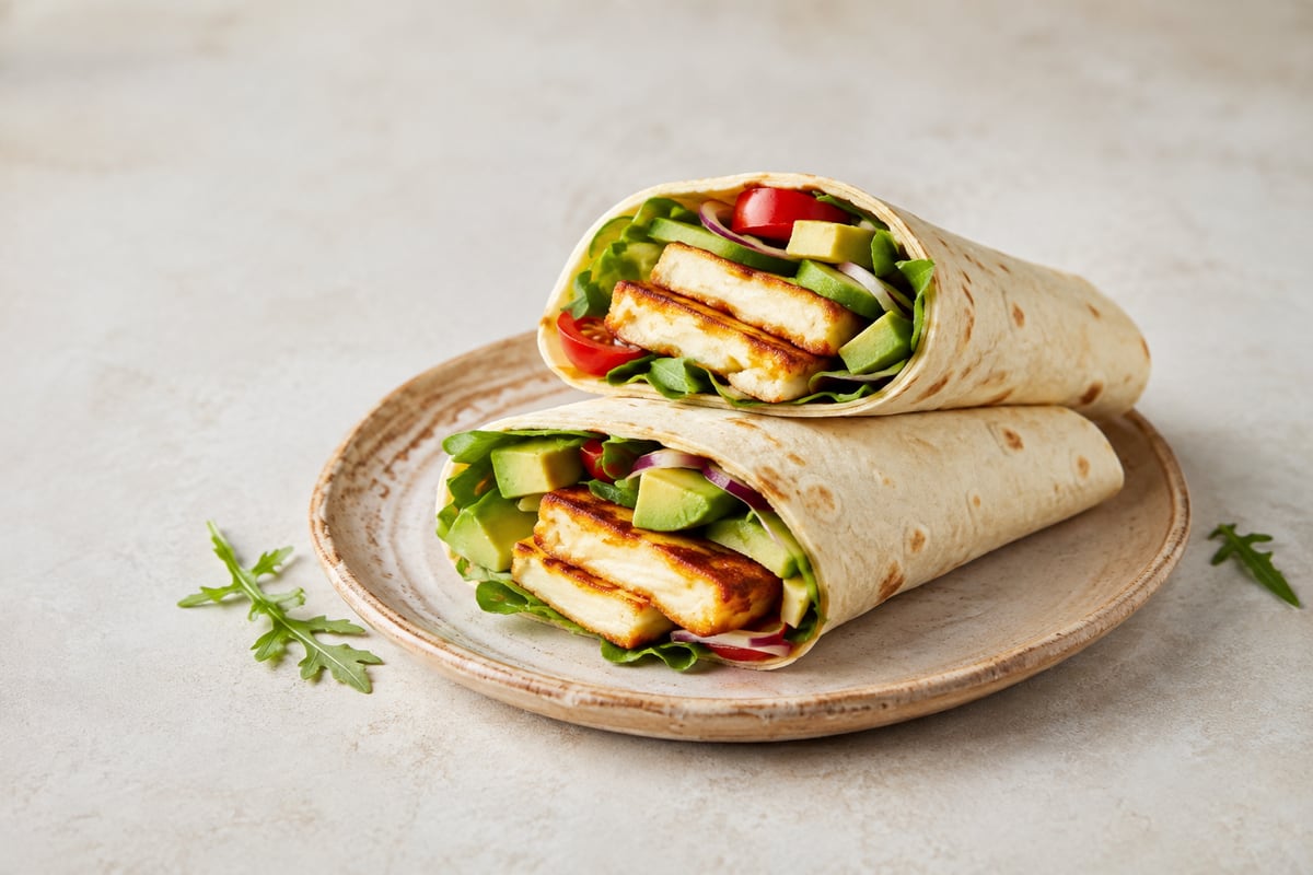 Halloumiwrap med avocado