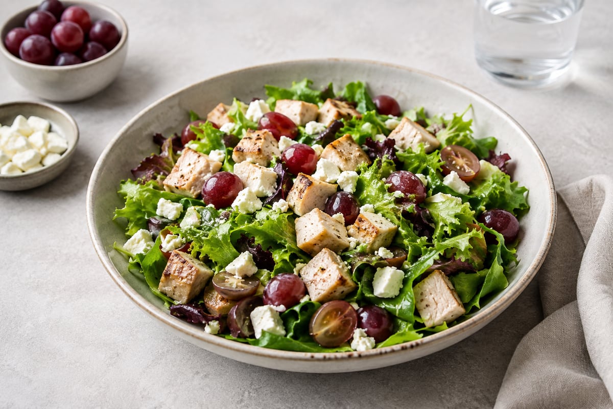 Kyllingesalat med drue og feta