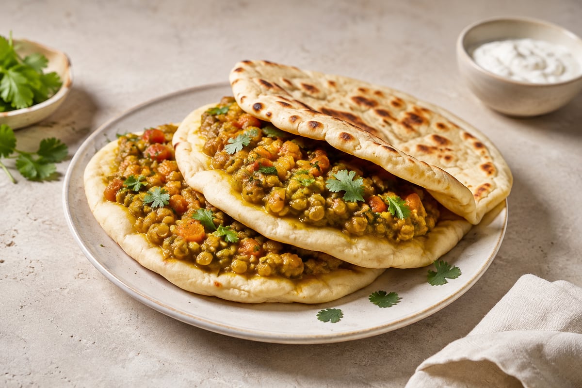 Naanbrød med karrylinser