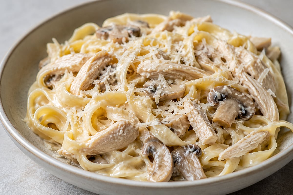 Pasta med rester af kylling